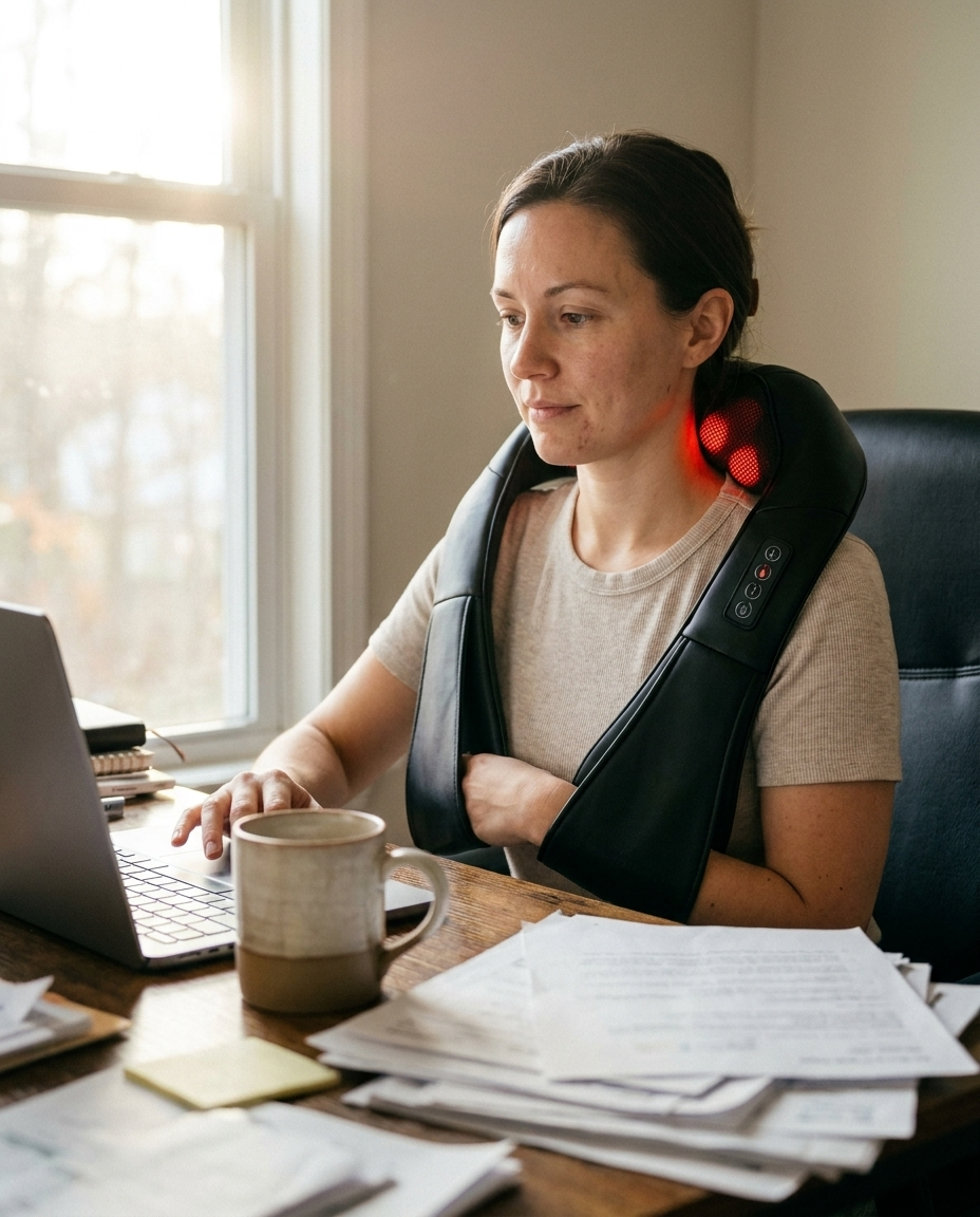 Deskmend™ Neck & Shoulder Massager — lifestyle in use at desk