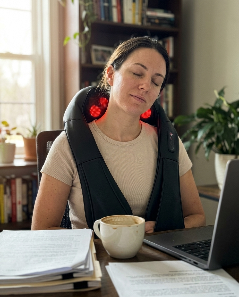 Deskmend™ Neck & Shoulder Massager — lifestyle relaxing at home